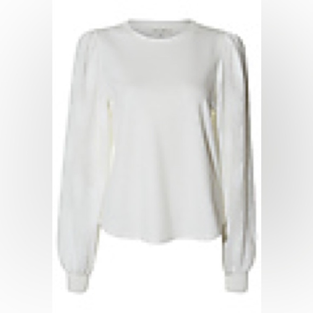 FLORAL SLEEVE CONTRAST TOP - WHITE -